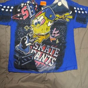 Vintage 2008 Nickelodeon SpongeBob SquarePants Skate pants  Shirt Blue Youth 5/6
